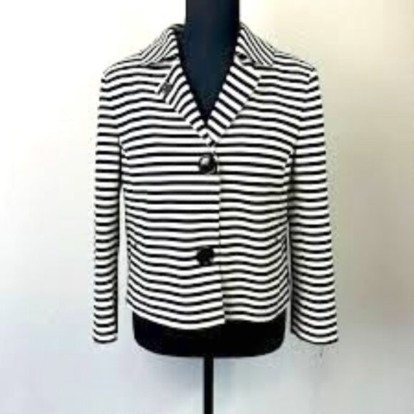 Akris Punto Striped Double-Knit Cotton Blazer – Size 8 - Picture 1 of 4